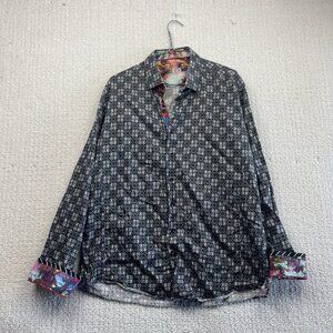 Au Noir Shirt Geo Abstract Men 5 Black Long Sleeve Button Down French Cuff